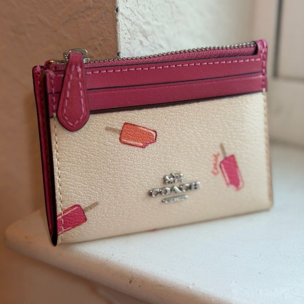 Coach C4550 Mini Skinny ID Case Keychain Wallet in Popsicle Print - Picture 2 of 12